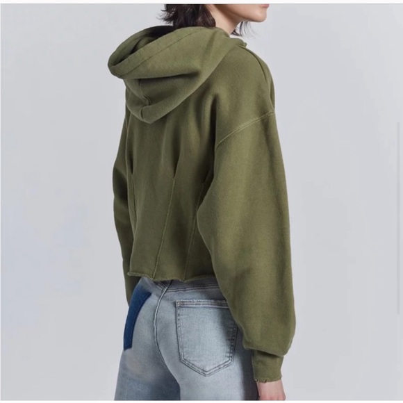 Current Elliot Pintuck Loden Hoodie Olive Green Fitted 0 - Picture 2 of 5